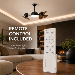 DUO Dual Head Fan - 360 degree body rotation with built-in center light