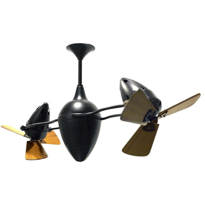 Ar Ruthiane Dual Rotational Ceiling Fan - Wood Blades - Matte Black