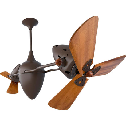Ar Ruthiane Dual Rotational Ceiling Fan - Wood Blades - Bronzette