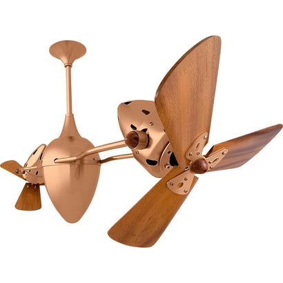 Ar Ruthiane Dual Rotational Ceiling Fan - Wood Blades - Brushed Copper