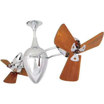 Ar Ruthiane Dual Rotational Ceiling Fan - Wood Blades - Polished Chrome