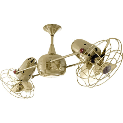 Duplo Dinamico Dual Ceiling Fan - Metal Blades - 39" / Polished Brass