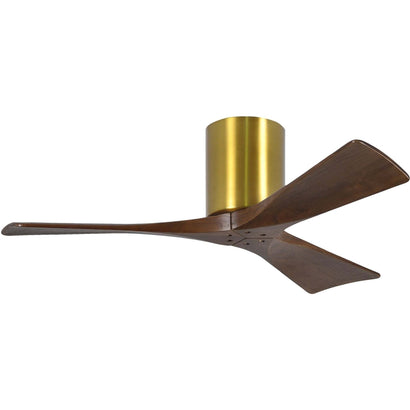 Irene 3 Blade Hugger Ceiling Fan / No Light - 42" / Brushed Brass / Walnut Tone