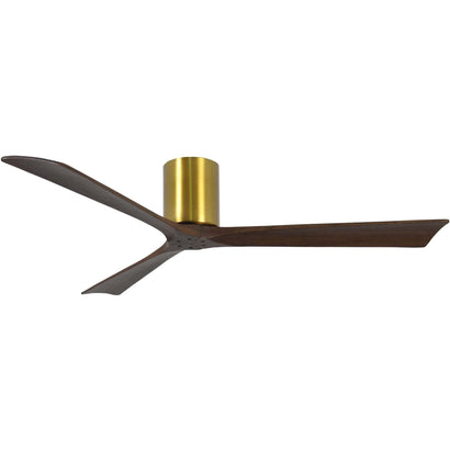 Irene 3 Blade Hugger Ceiling Fan / No Light - 60" / Brushed Brass / Walnut Tone