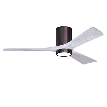 Irene 3 Blade Hugger Ceiling Fan with Light - 52" / Brushed Bronze / Matte White