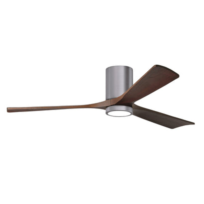 Irene 3 Blade Hugger Ceiling Fan with Light - 60" / Brushed Pewter / Walnut Tone