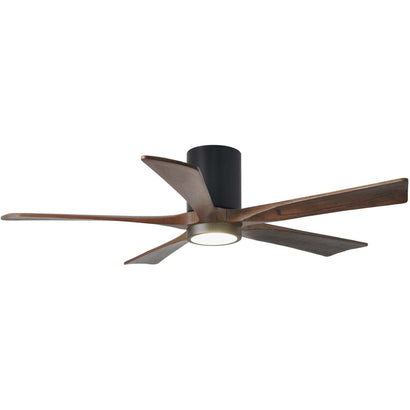 Irene 5 Blade Hugger Ceiling fan with Light Kit - 52" / Matte Black / Walnut Tone