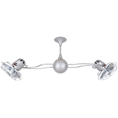 Italo Ventania Rotational Dual Ceiling Fan - Metal Blades - Brushed Nickel (damp rated)