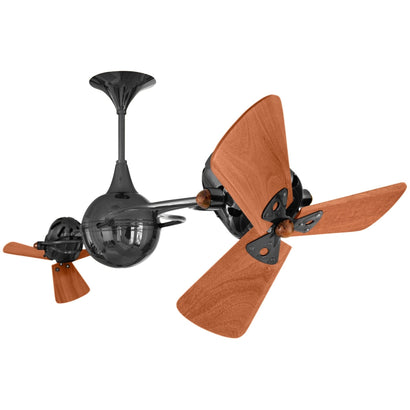 Italo Ventania Rotational Dual Ceiling Fan with Wood Blades, 62" - Black Nickel