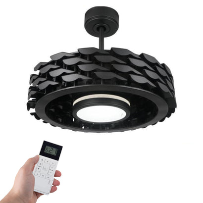 LUMIO Bladeless Ceiling Fan, 6 Speeds with Dimmable LED Light - Black / 21" / Remote Control + Phone App