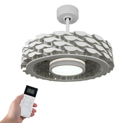 LUMIO Bladeless Ceiling Fan, 6 Speeds with Dimmable LED Light - White / 21" / Remote Control + Phone App