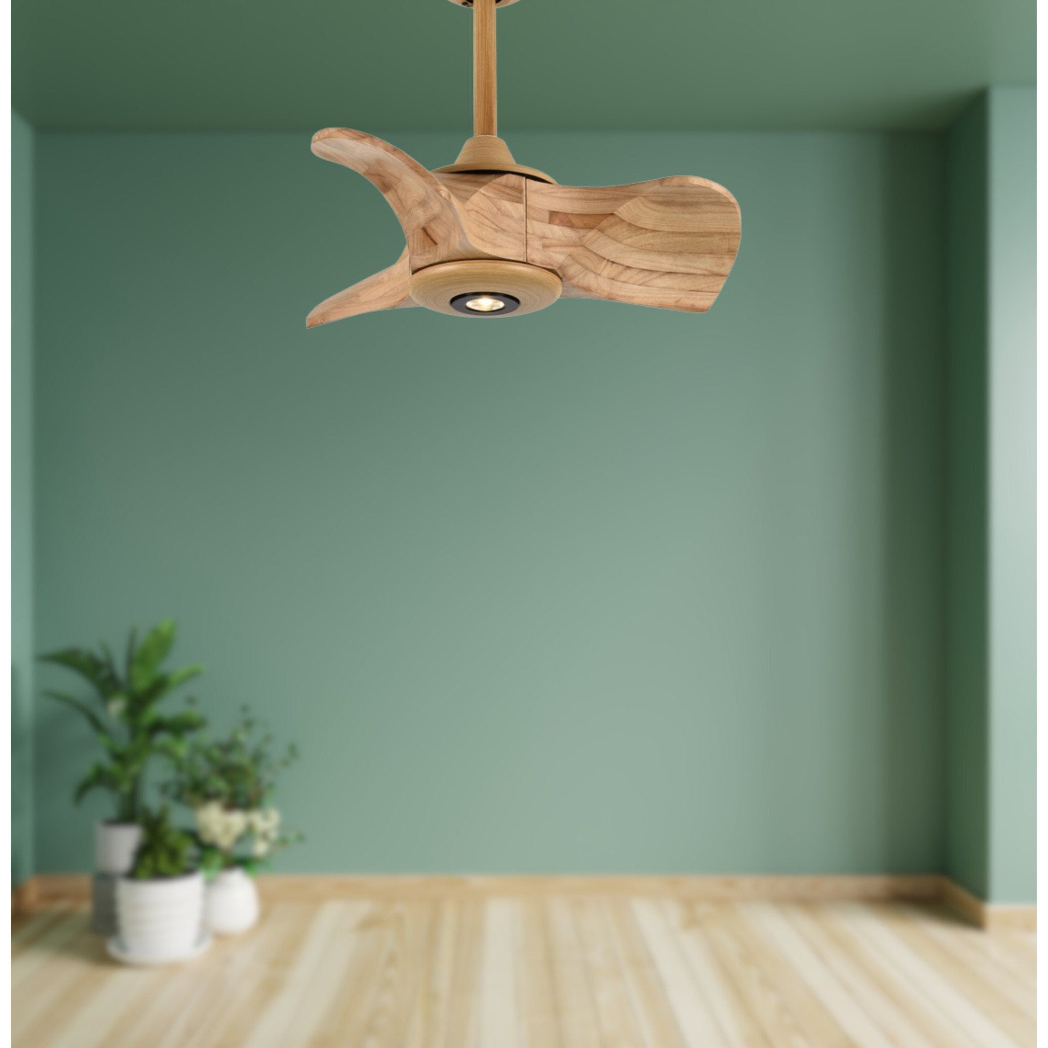 Todays Fans Mini Ceiling Fan 22" with 3 Solid Wood Blades and LED spotlight - Image 1