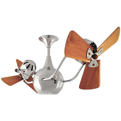 Vent Bettina Dual Ceiling Fan - Wood Blades - Polished Chrome (indoor rated)