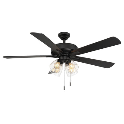 Wind River Pecos 52" 5 Blade Pull Chain LED Ceiling Fan - Matte Black